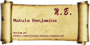 Matula Benjamina névjegykártya
